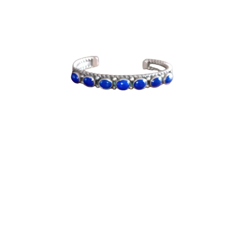 Native Sterling Silver Bracelet with Blue Lapis Stones